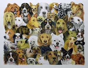 Amis des chiens (huile sur toile)