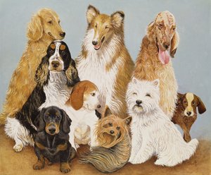 Dîner de chiens (huile sur toile)