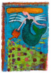 Une sirène arrosant un champ de fleurs 2014