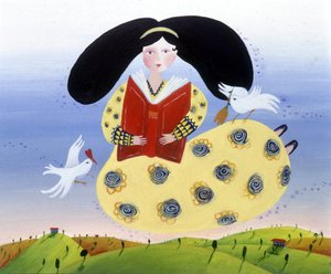 Fille avec des oiseaux - Illustration de Patrizia La Porta