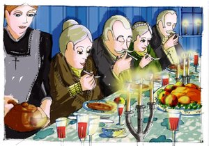 Illustration pour « Le Festin de Babette » de Karen Blixen (Le Festin de Babette) Dessin de Patrizia Laporta