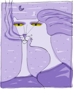 Strega del Tchesal (Chiesale) : sorcière qui se transforme en chat pour espionner les hommes. Illustration de Patrizia La Porta - Patrizia La Porta