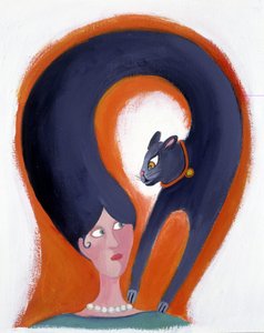 Coiffure de femme qui se transforme en chat - illustration de Patrizia La Porta - Patrizia La Porta