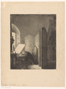 Rembrandt gravant dans son atelier