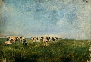 Vaches dans un pré en train d