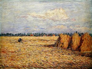 Paysage plat avec champ de céréales récoltées - Paul Baum