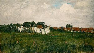 Mecklembourg, Paysage avec la Petite Ville de Schwann sur le Warrow - Paul Baum