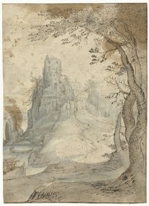 Paysage avec un château sur un rocher