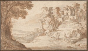 Paysage classique avec une fontaine