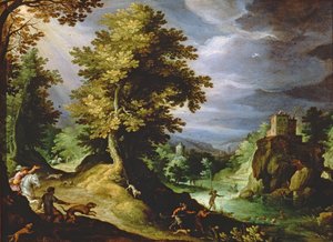 Paysage avec une chasse au cerf, 1591