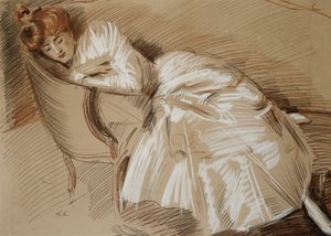 Madame Helleu allongée sur une chaise longue