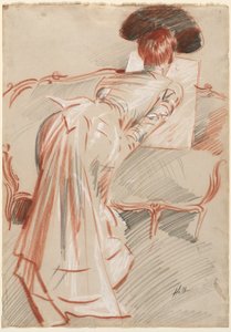 Femme (Possiblement Madame Alice Hellu) regardant un dessin, c. 1895 - Paul Cesar Helleu
