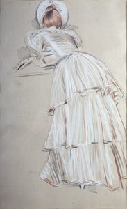 Femme debout penchée de dos