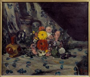 Bouquet avec dahlia jaune - Paul Cézanne