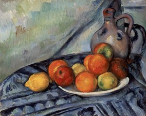Fruits et une cruche sur une table - Paul Cézanne