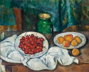 Nature morte aux cerises et aux pêches