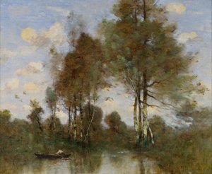 Bateliers sur une rivière
