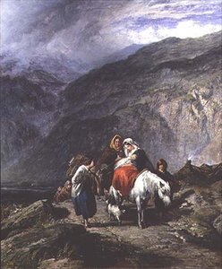 Famille gitane sur un chemin de montagne