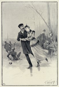 Illustration pour Anna Karénine : Lévine et Kitty sur la glace (lithographie)