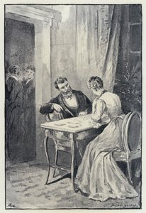 Illustration pour Anna Karénine : Levin propose à Kitty (lithographie)