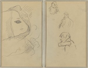 Œil et partie du visage; Une Bretonne et deux hommes - Paul Gauguin