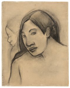 Têtes de femmes tahitiennes, vues de face et de profil