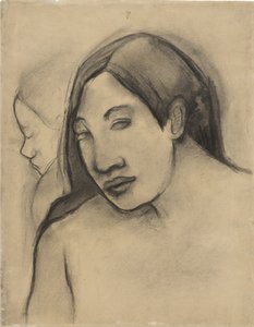 Têtes de femmes tahitiennes, vues frontale et de profil, 1891-93