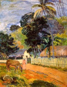 Cheval sur la route, paysage tahitien, 1899