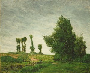 Paysage avec peupliers