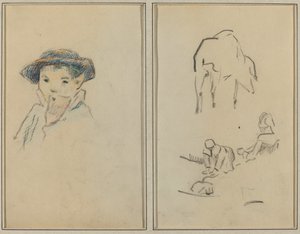 Petit garçon breton; Un cochon et une blanchisseuse [recto]
