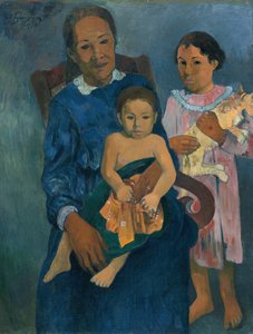 Femme polynésienne avec enfants