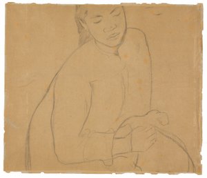 Femme tahitienne assise (liée à la peinture Te faaturuma [Rêverie])