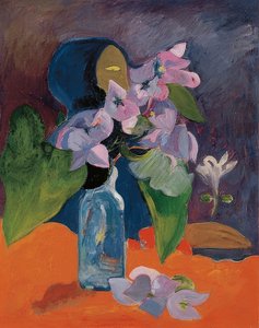 Nature morte avec des fleurs et une idole - Paul Gauguin