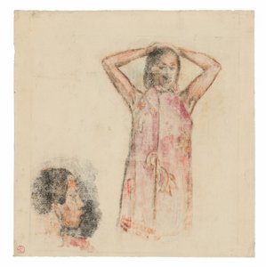 Jeune fille tahitienne en pareu rose