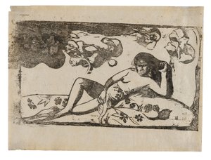 Te arii vahine-opoi (Femme aux mangues fatiguées), de la Suite de gravures sur bois tardives - Paul Gauguin
