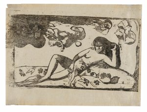 Te arii vahine-opoi (Femme aux mangues fatiguées), de la Suite de gravures sur bois tardives - Paul Gauguin