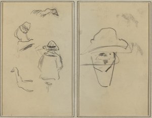 Deux figures bretonnes et études de deux oies ; Homme portant un chapeau (verso) - Paul Gauguin