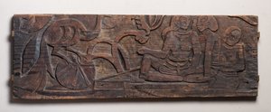 Femme avec un paon, relief