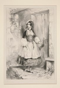 Elle porta la main au léger marteau de fer - Paul Gavarni
