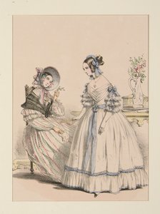 Novembre 1838. Robe en foulard poil de chèvre à raies perlées - Paul Gavarni