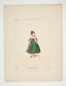 Paysanne Basque. Chapeau de velours garni de houppes de chenille.