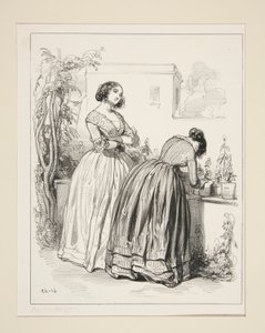 Robe en organdi, fichu plat, manchettes et falbalas - Paul Gavarni