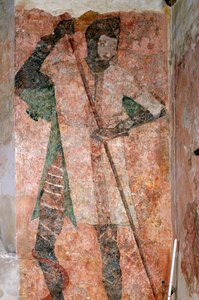 Peinture murale de Saint Georges dans la chapelle, Château de Farleigh Hungerford, Somerset