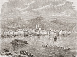 Montréal dans les années 1860, gravé par Auguste Trichon (né en 1814)