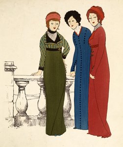 Trois dames en robes (lithographie en couleur) - Paul Iribe