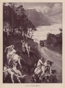 Satyres et nymphes effrayés par une automobile - Paul Jean Gervais