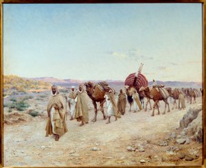 Une caravane dans le désert près de Biskra en Algérie en 1892
