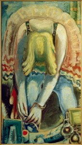 Danseuse courbée avec jupe rose