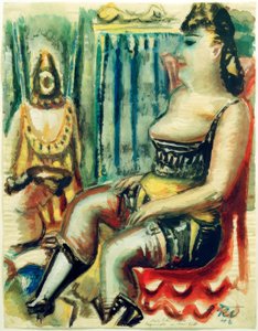 Femme avec jarretière jaune