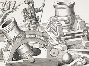 Mortiers du 16e siècle sur des chariots mobiles. - Paul Lacroix